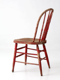 antique red Windsor spindle back farmhouse chair