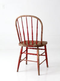 antique red Windsor spindle back farmhouse chair