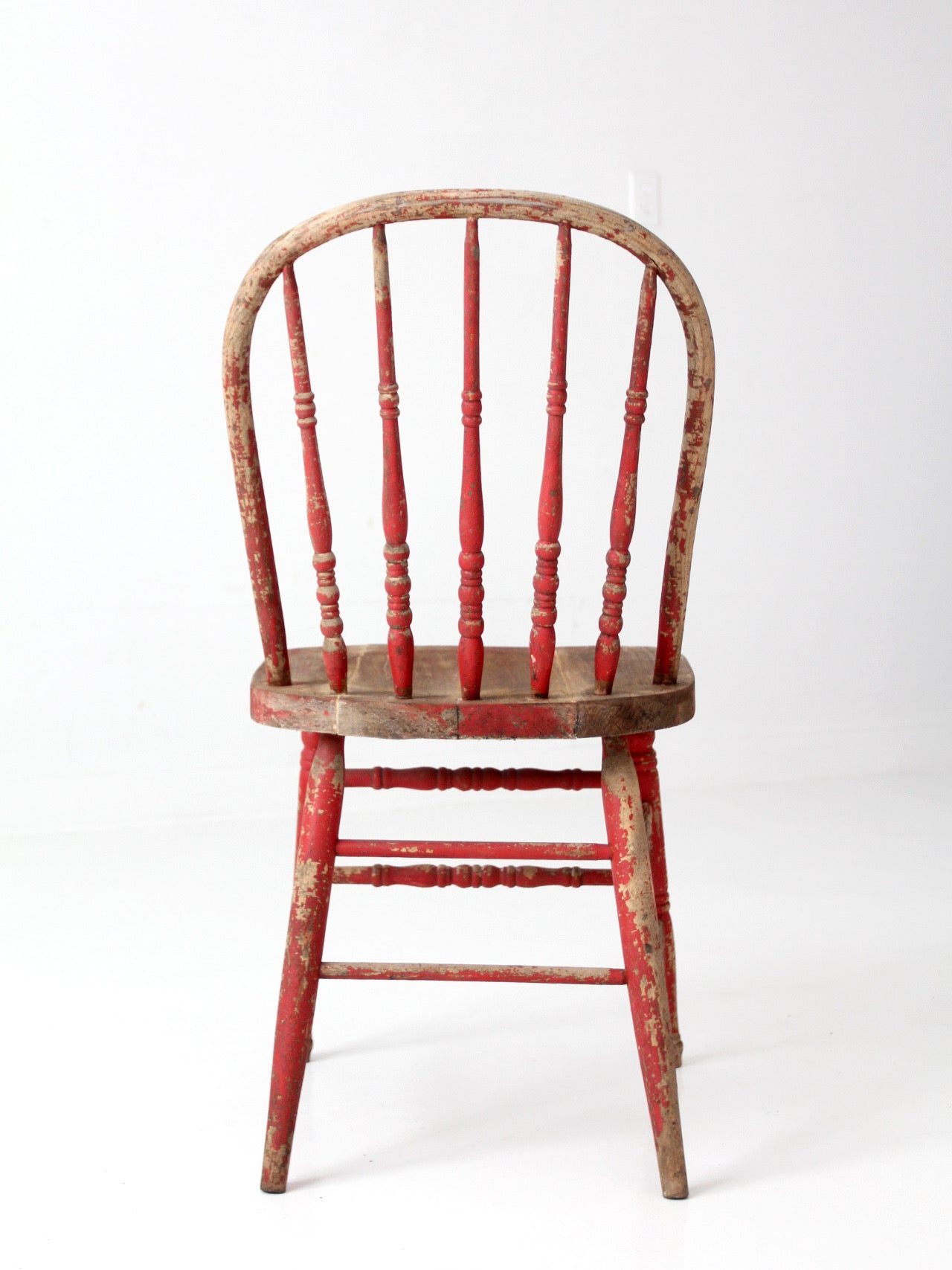 antique red Windsor spindle back farmhouse chair