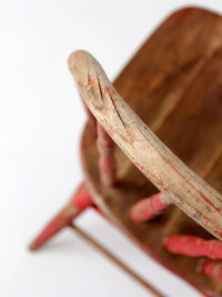 antique red Windsor spindle back farmhouse chair