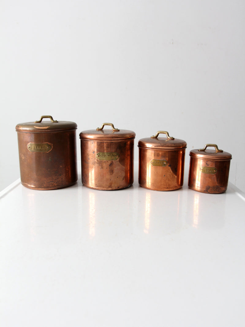 vintage copper kitchen canisters set of 4