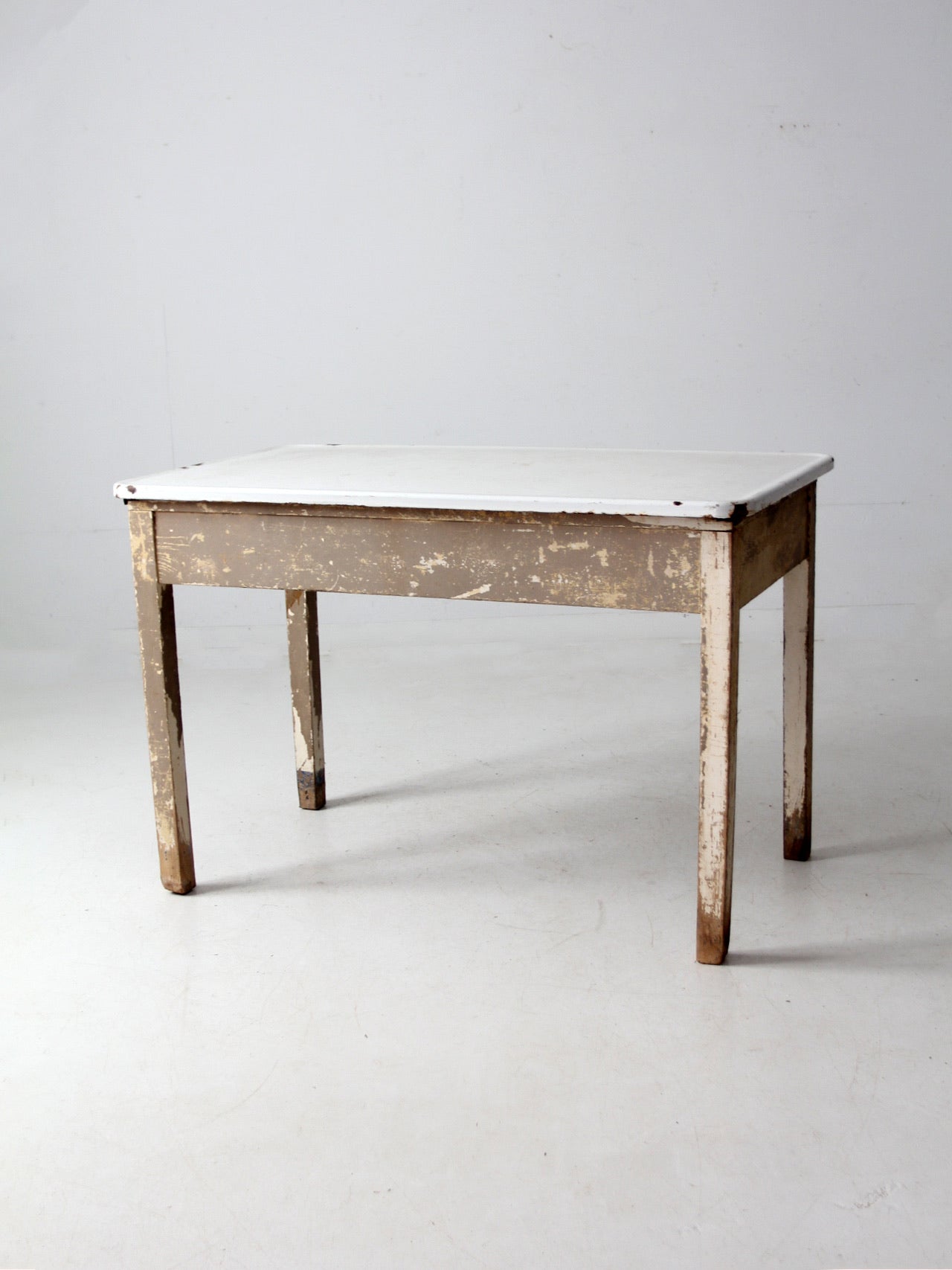 antique enamel top table with ironing board – 86 Vintage