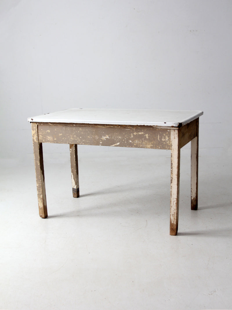 antique enamel top table with ironing board