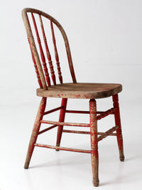 antique red Windsor spindle back farmhouse chair