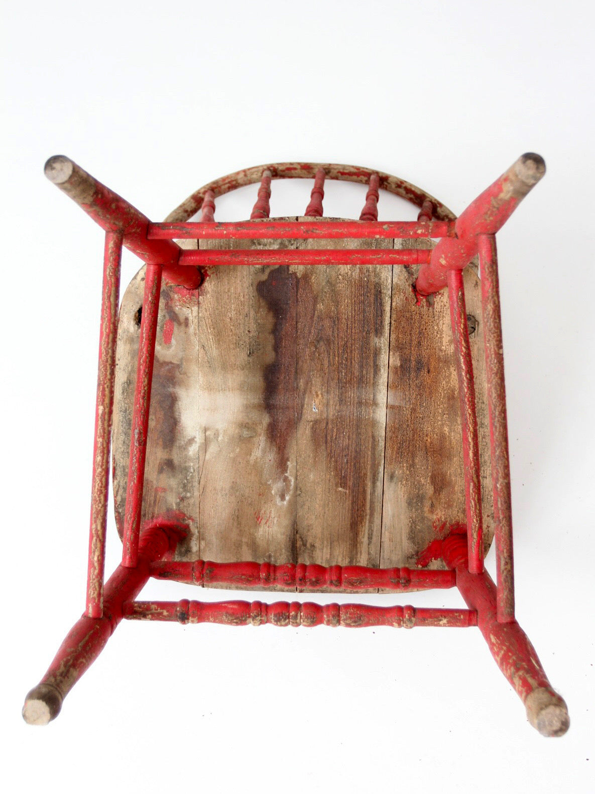 antique red Windsor spindle back farmhouse chair