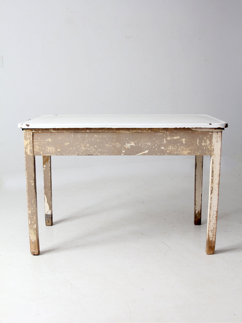 antique enamel top table with ironing board