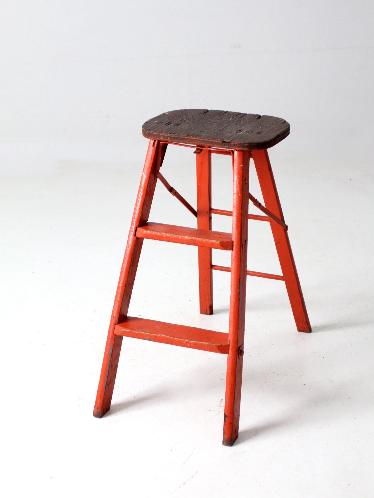 Vintage Wooden Step Ladder with Original Paint - 1960's in General