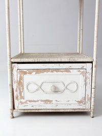 vintage white wicker etagere shelf with drawer