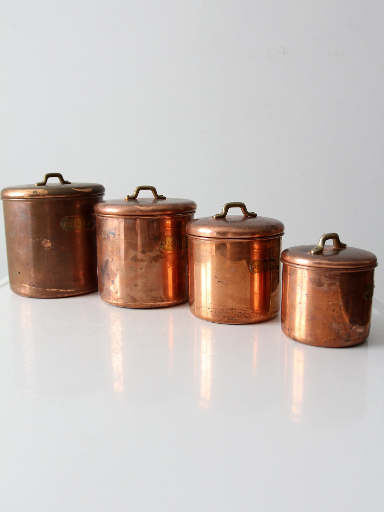 vintage copper kitchen canisters set of 4 – 86 Vintage