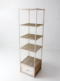 vintage white wicker etagere shelf with drawer
