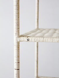 vintage white wicker etagere shelf with drawer