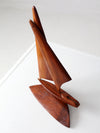 mid century wood sailboat sculpture
