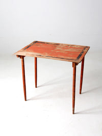 antique orange painted wood clipper folding table