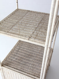 vintage white wicker etagere shelf with drawer