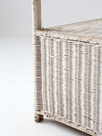vintage white wicker etagere shelf with drawer