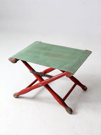 vintage red and green x-frame camp stool