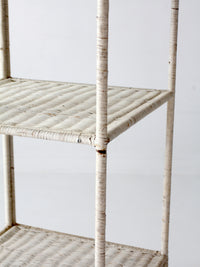 vintage white wicker etagere shelf with drawer
