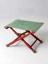 vintage red and green x-frame camp stool