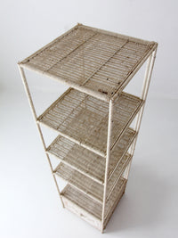 vintage white wicker etagere shelf with drawer