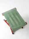 vintage red and green x-frame camp stool