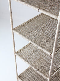 vintage white wicker etagere shelf with drawer