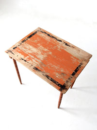 antique orange painted wood clipper folding table