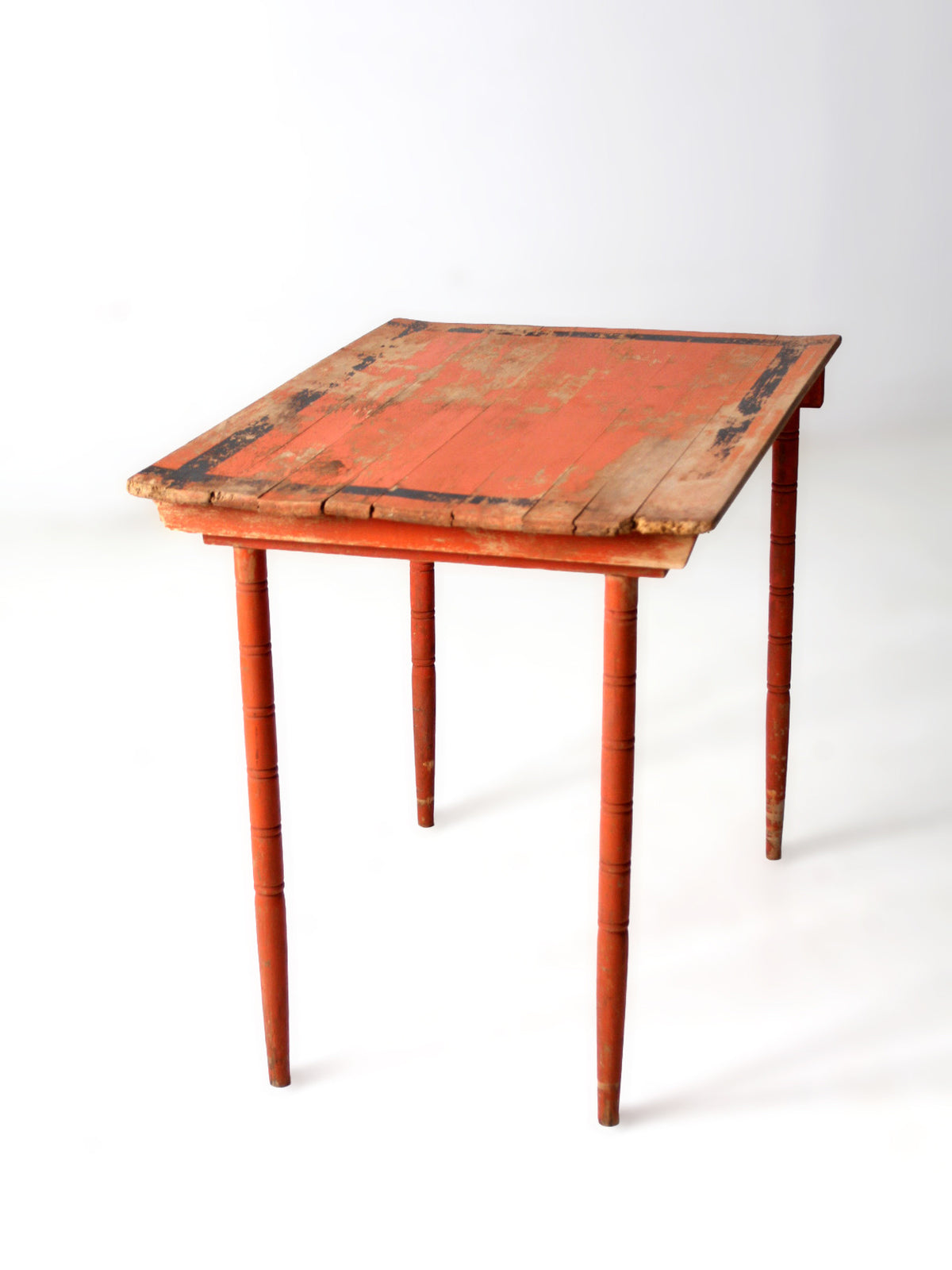 antique orange painted wood clipper folding table