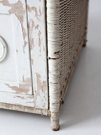 vintage white wicker etagere shelf with drawer