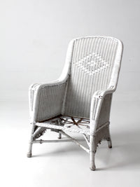 antique white wicker porch chair