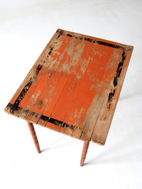 antique orange painted wood clipper folding table