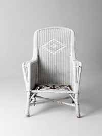 antique white wicker porch chair