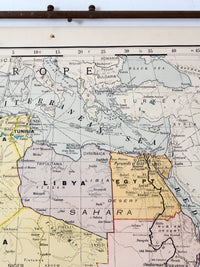 vintage 1939 pull down map of Africa by George F Cram