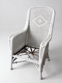 antique white wicker porch chair