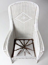 antique white wicker porch chair