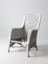 antique white wicker porch chair