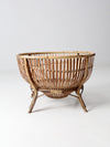mid-century large rattan basket