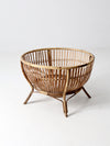 mid-century large rattan basket