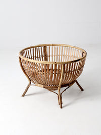 mid-century large rattan basket