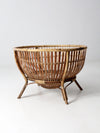 mid-century large rattan basket