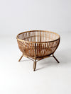 mid-century large rattan basket