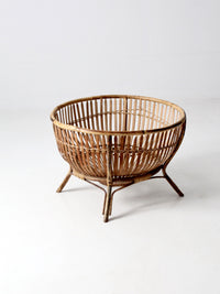mid-century large rattan basket