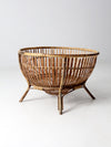 mid-century large rattan basket