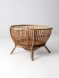 mid-century large rattan basket