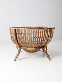 mid-century large rattan basket