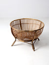mid-century large rattan basket