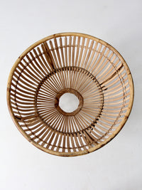 mid-century large rattan basket