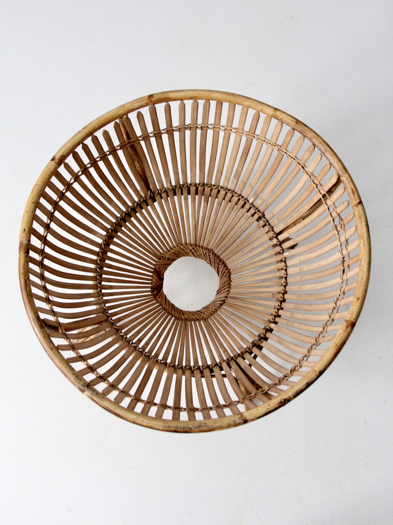 mid-century large rattan basket