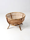 mid-century large rattan basket