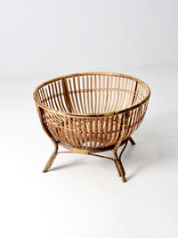mid-century large rattan basket