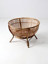 mid-century large rattan basket